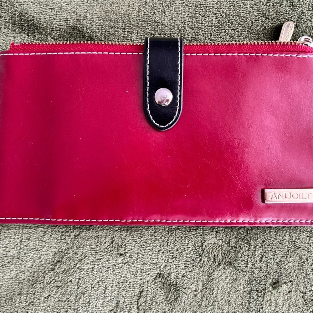 ANDOILT Women's Leather Wallet RFID Blocking Credit Card Holder Zipper Cellphone